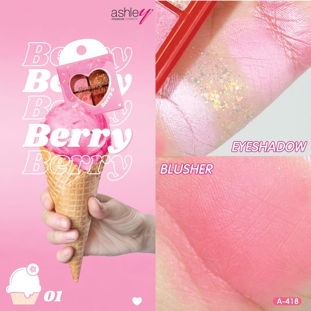 A 418 ASHLEY BEAUTY TO FRESH No.01 #Berry​ 2 g x 2.5 g, อายแชโดว์ , บลัชออน, ASHLEY , ASHLEY BEAUTY TO FRESH ราคา , ASHLEY BEAUTY TO FRESH รีวิว